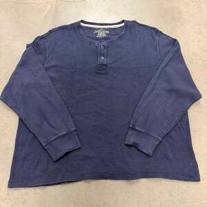 Faded Glory Men's Navy Blue Waffle Knit Long Sleeve Henley Shirt 2XL